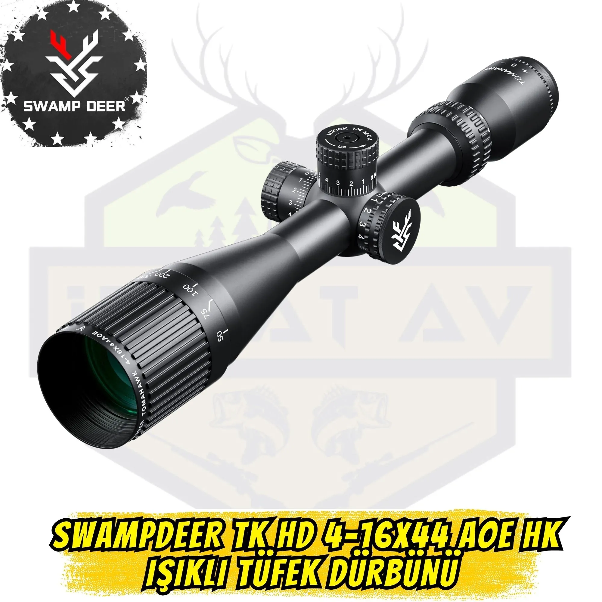 Swampdeer TK HD 4-16x44 AOE Işıklı Tüfek Dürbünü (Kilitli Kule - %95 Işık Geçirgenliği)
