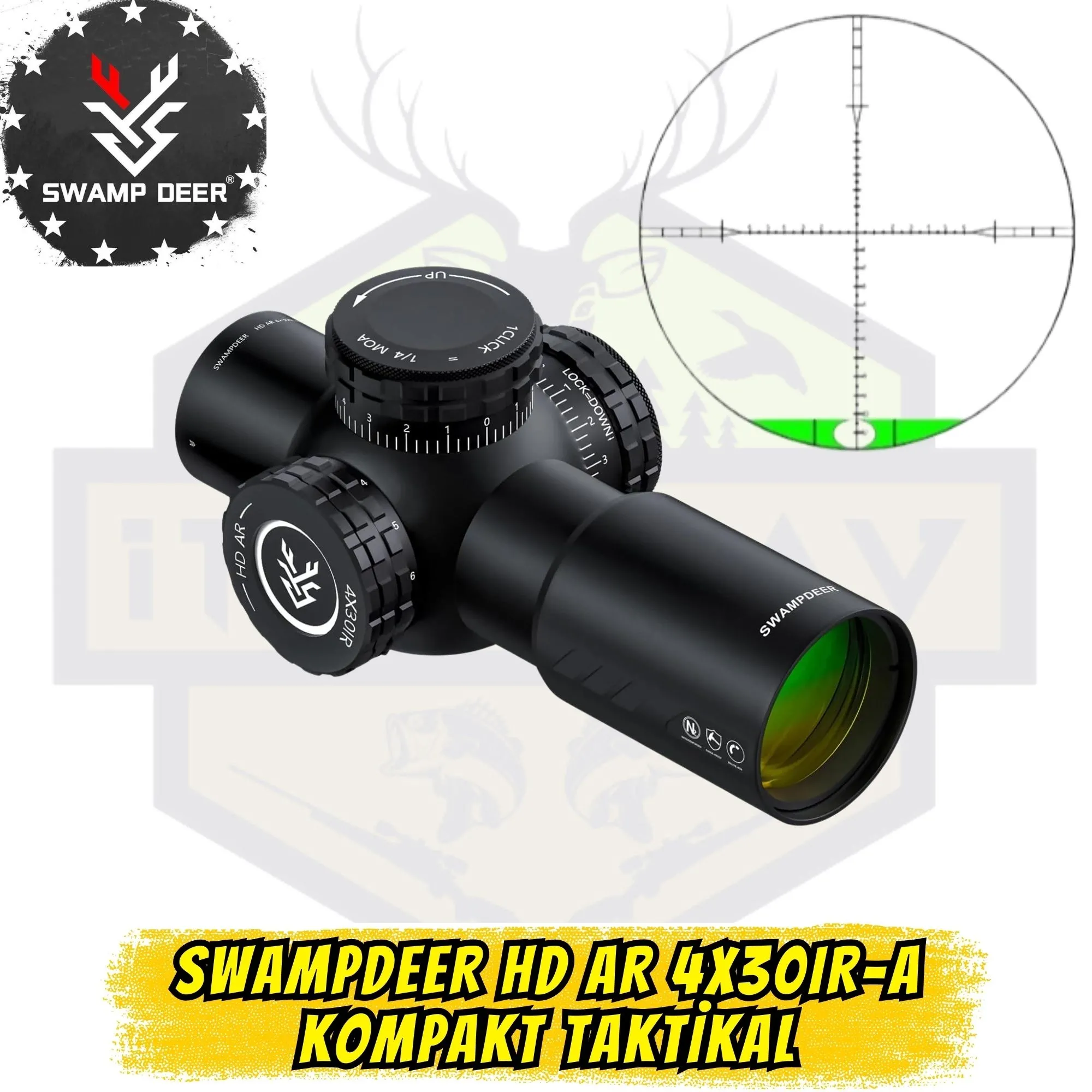 Swampdeer HD AR 4x30IR-A Kompakt Taktikal Dürbün (Dahili Su Terazisi & 34mm Tüp)