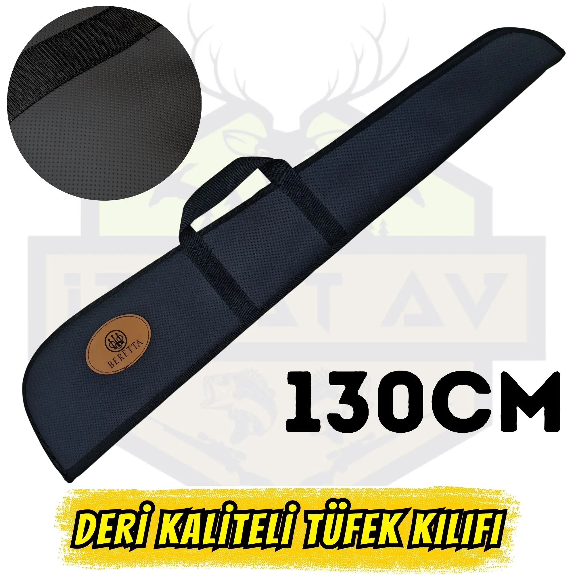 Beretta Baskılı Hakiki Deri Tüfek Kılıfı - 130 cm Profesyonel Taşıma Çantası