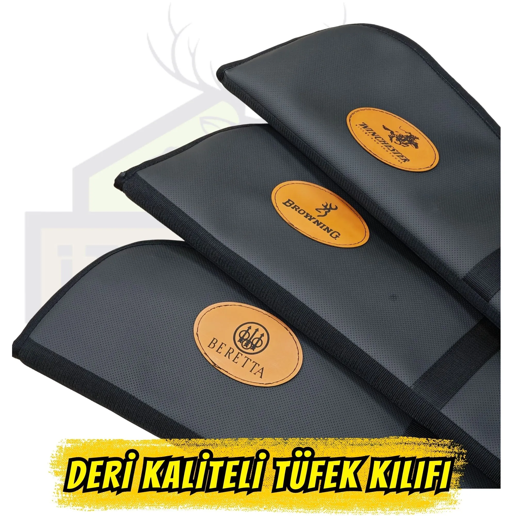 Browning Baskılı Kaliteli Deri Görünümlü Tüfek Kılıfı - 130 cm Profesyonel Çanta