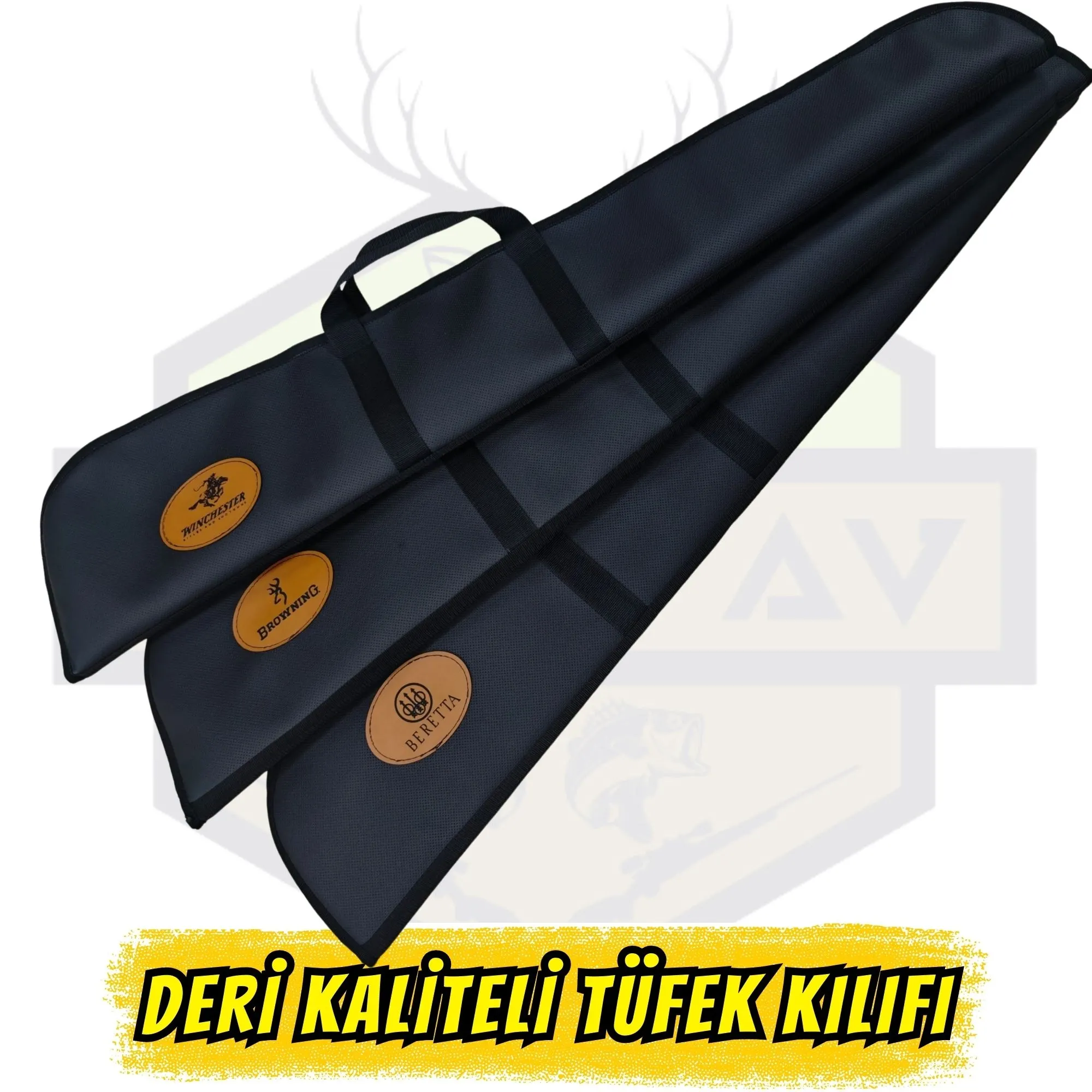 Winchester Baskılı Kaliteli Deri Görünümlü Tüfek Kılıfı - 130 cm Profesyonel Çanta