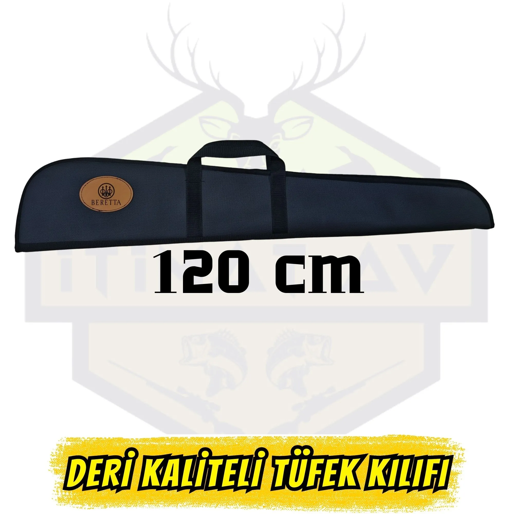 Beretta Baskılı Deri Görünümlü Kaliteli Tüfek Kılıfı - 120 cm (71 Namlu Uyumlu)