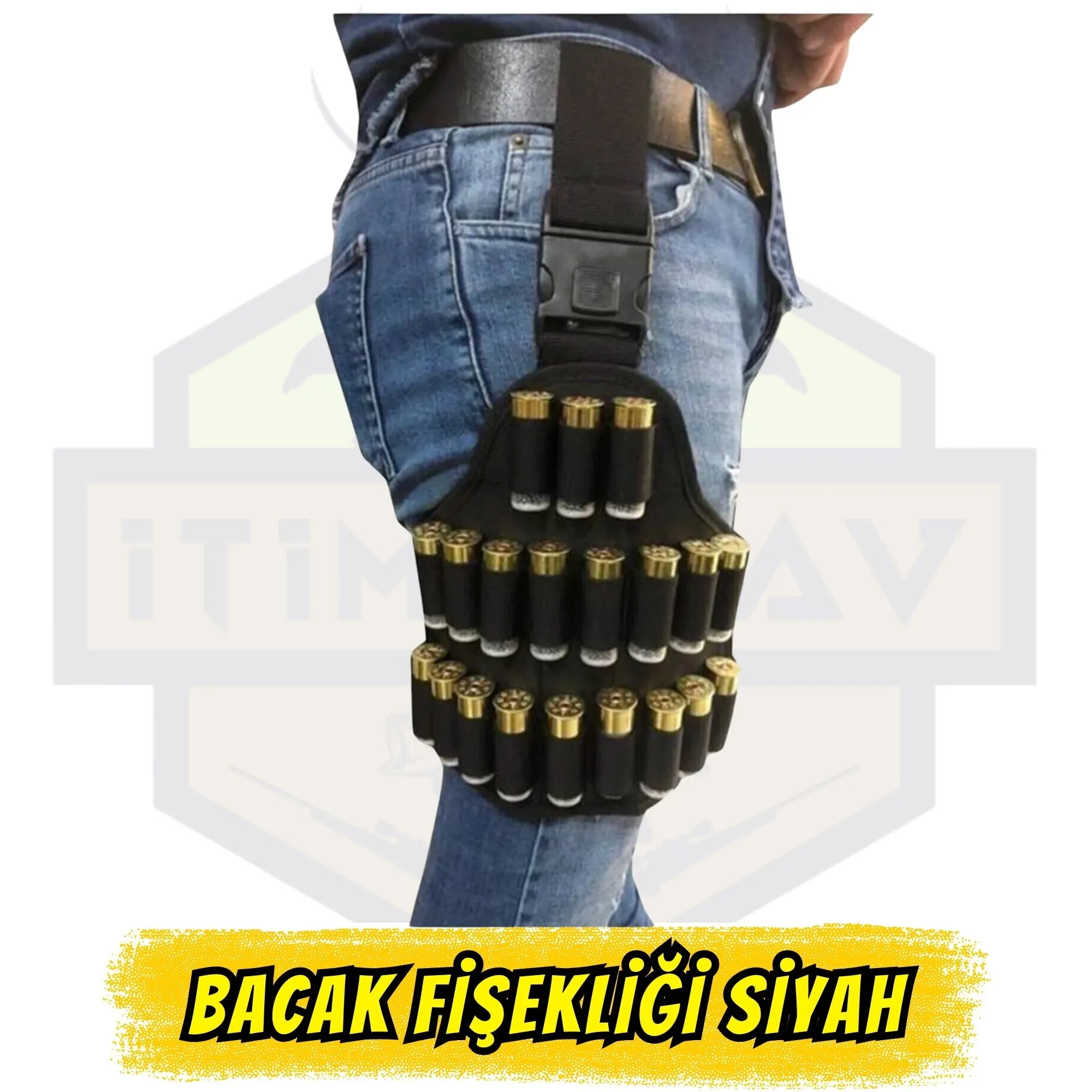 12 Kalibre Taktik Bacak Fişekliği - Siyah (Hızlı Erişim Sistemi)