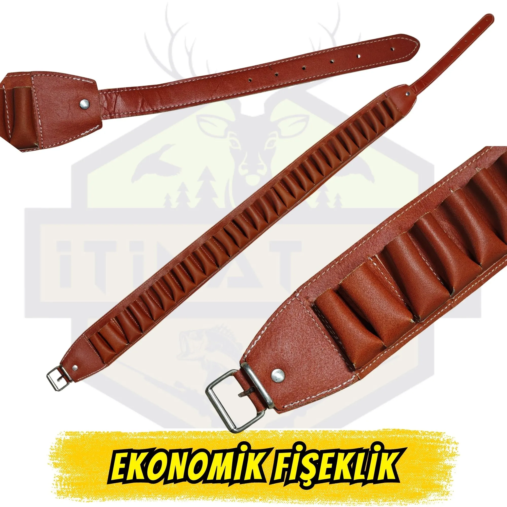 30lu Ekonomik Bel Fişekliği - 12 Kalibre Kahverengi (Taba)