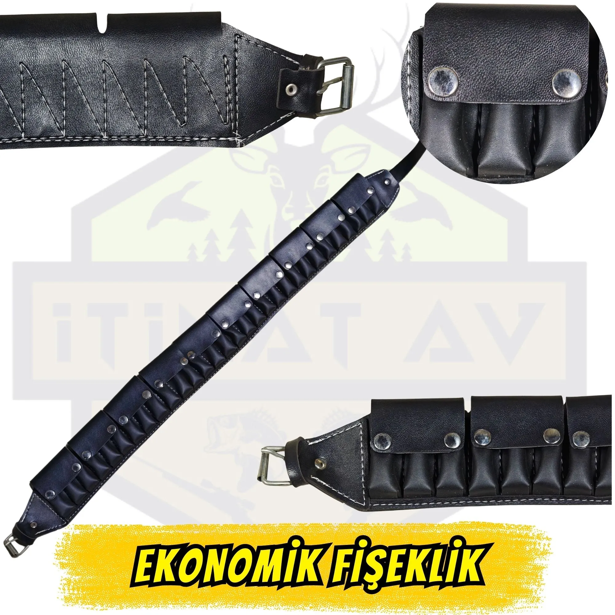 12 Kalibre Kapaklı (Kapalı) Bel Fişekliği - Siyah (Taktik Koruma Serisi)