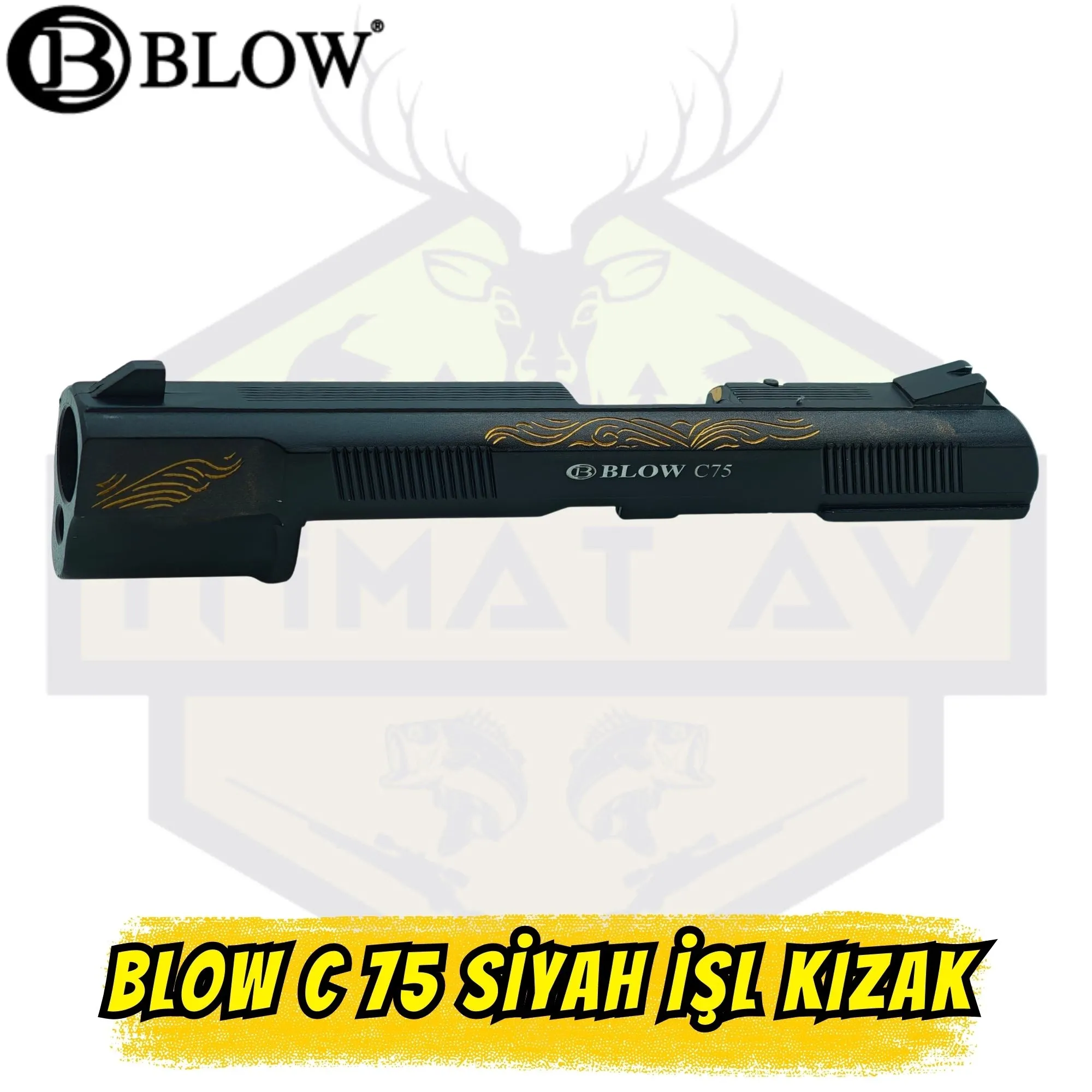 Blow C75 Kurusıkı Tabanca Üst Kızak (Sürgü) - Siyah İşlemeli (Gravürlü)