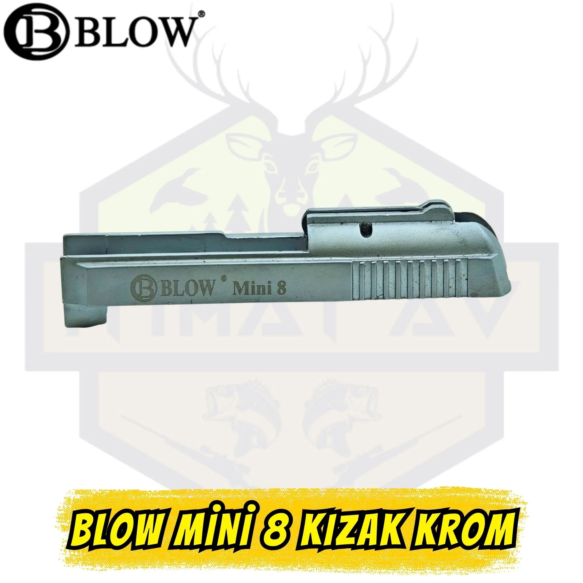 Blow Mini 8 Kurusıkı Tabanca Üst Kızak (Sürgü) - Mat Krom Kaplama