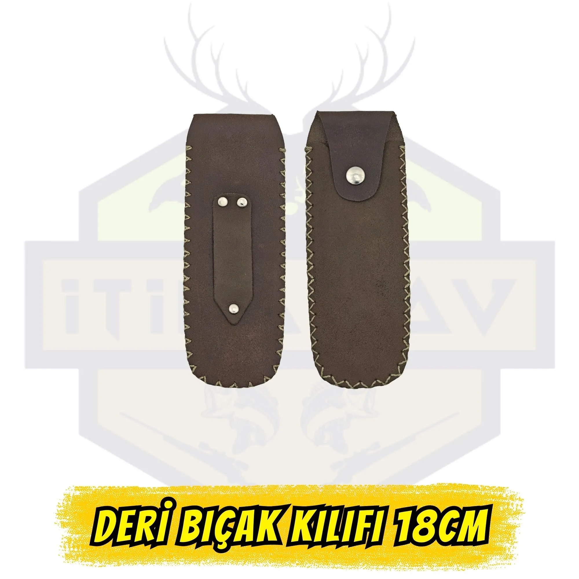 El Yapımı Hakiki Deri Bıçak Kılıfı - Kahverengi (18cm x 7cm) - Yüksek Mukavemetli Avcı Serisi