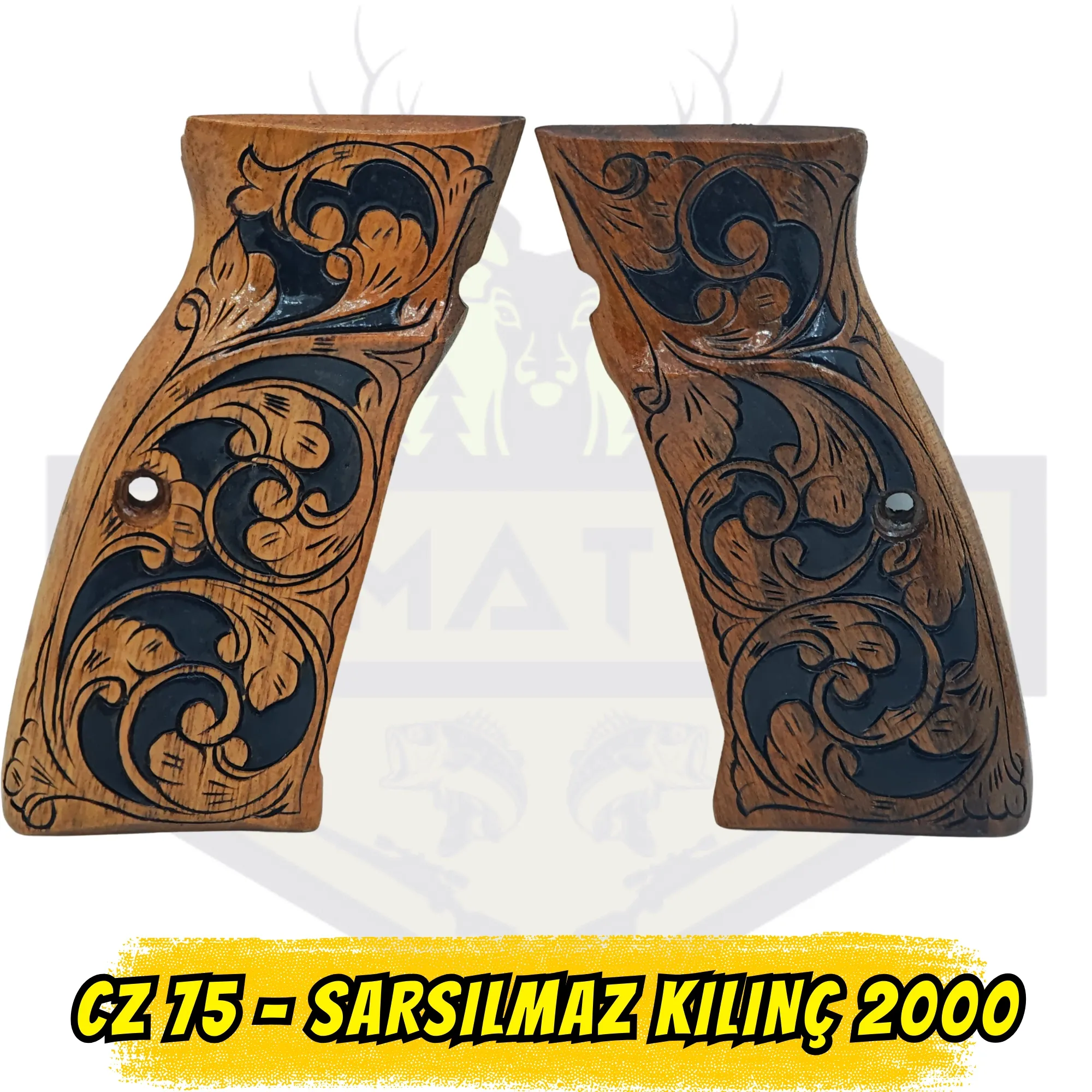 CZ 75 / Sarsılmaz Kılınç 2000 Uyumlu Yarasa Figürlü Hakiki Ceviz Kabze