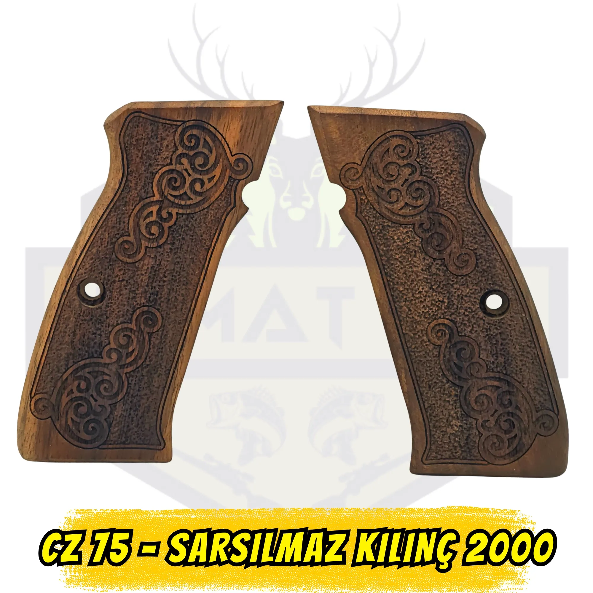 CZ 75 / Sarsılmaz Kılınç 2000 Uyumlu Lazer İşlemeli Motifli Hakiki Ceviz Kabze