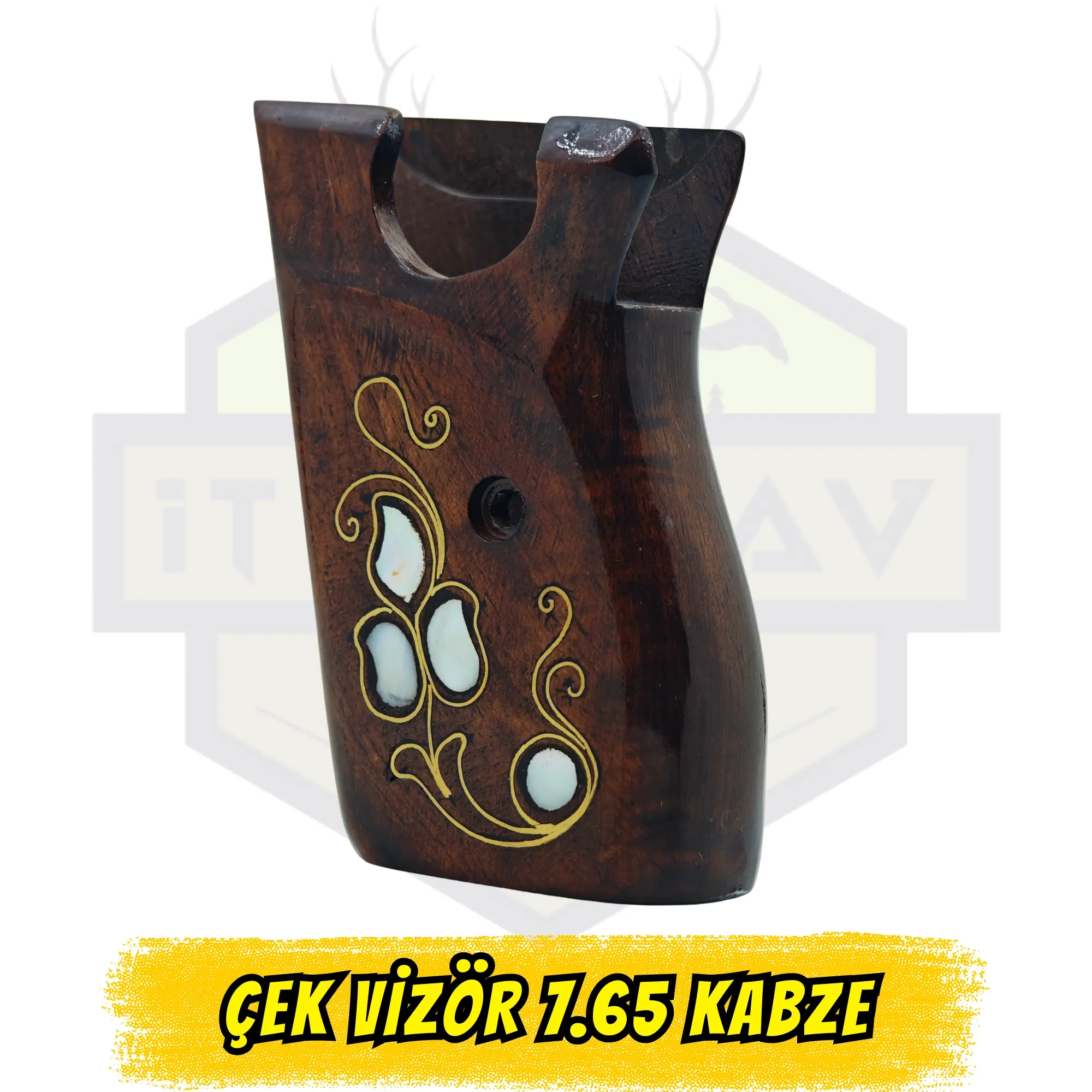Çek Vizör (Vzor 50/70) 7.65 mm Tek Parça Ahşap Sedef İşlemeli Kabze - Premium Seri