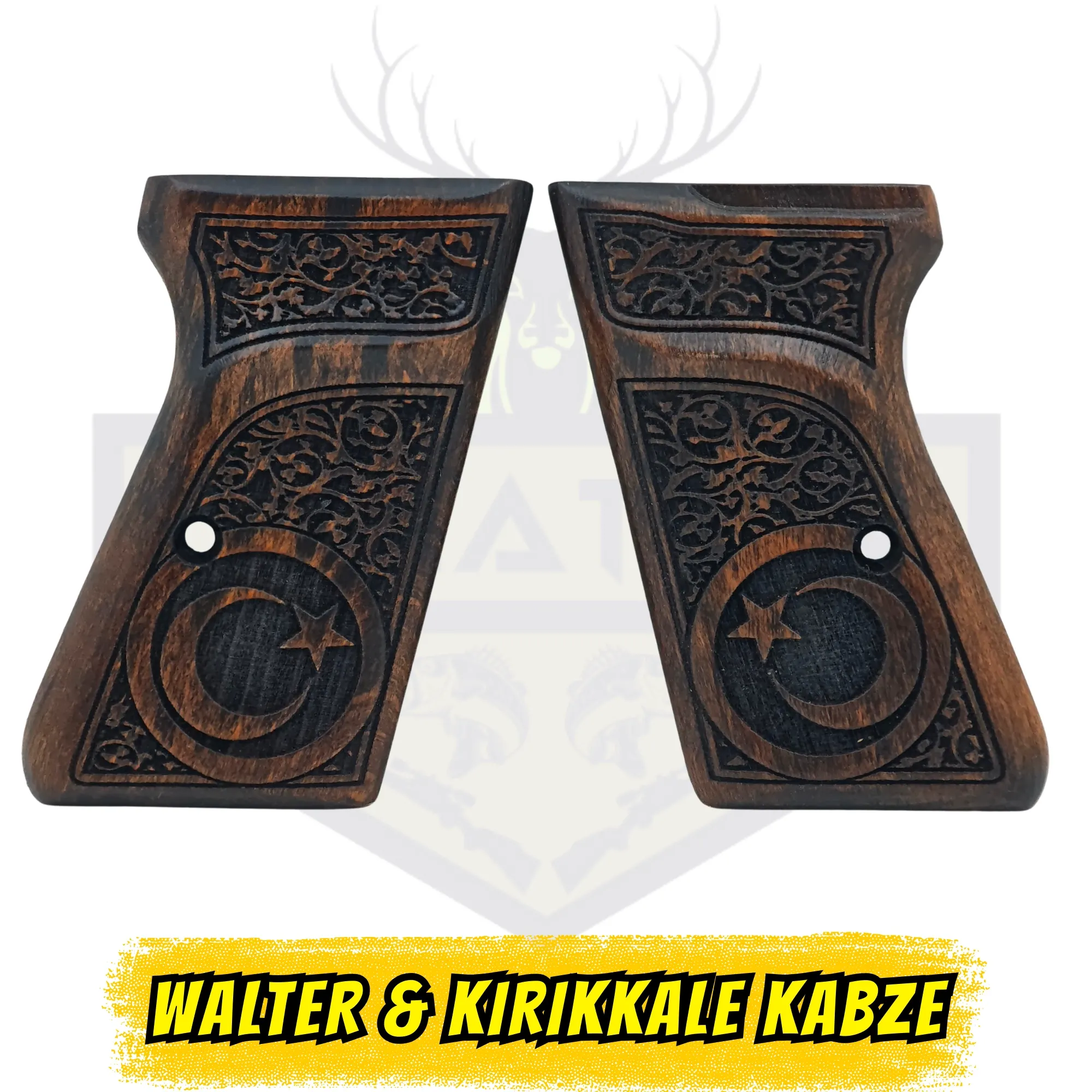 Walther PP / Kırıkkale 7.65 mm Ayyıldız İşlemeli Hakiki Ceviz Kabze