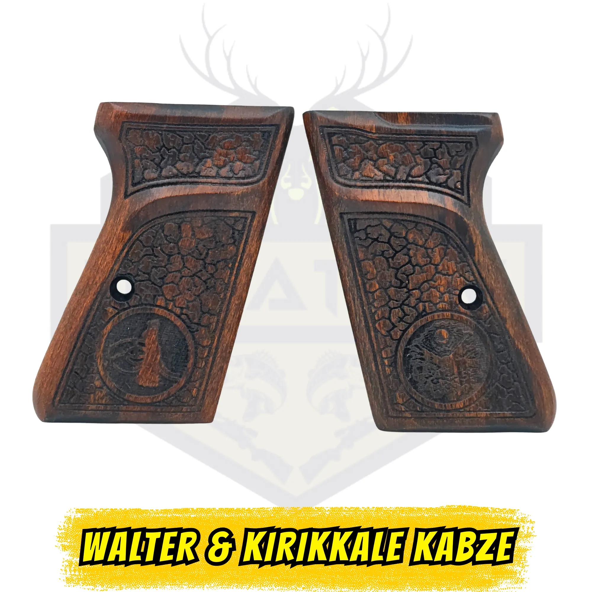 Walther PP / Kırıkkale 7.65 mm Tuğra ve Ayyıldız İşlemeli Toprak Desenli Ceviz Kabze