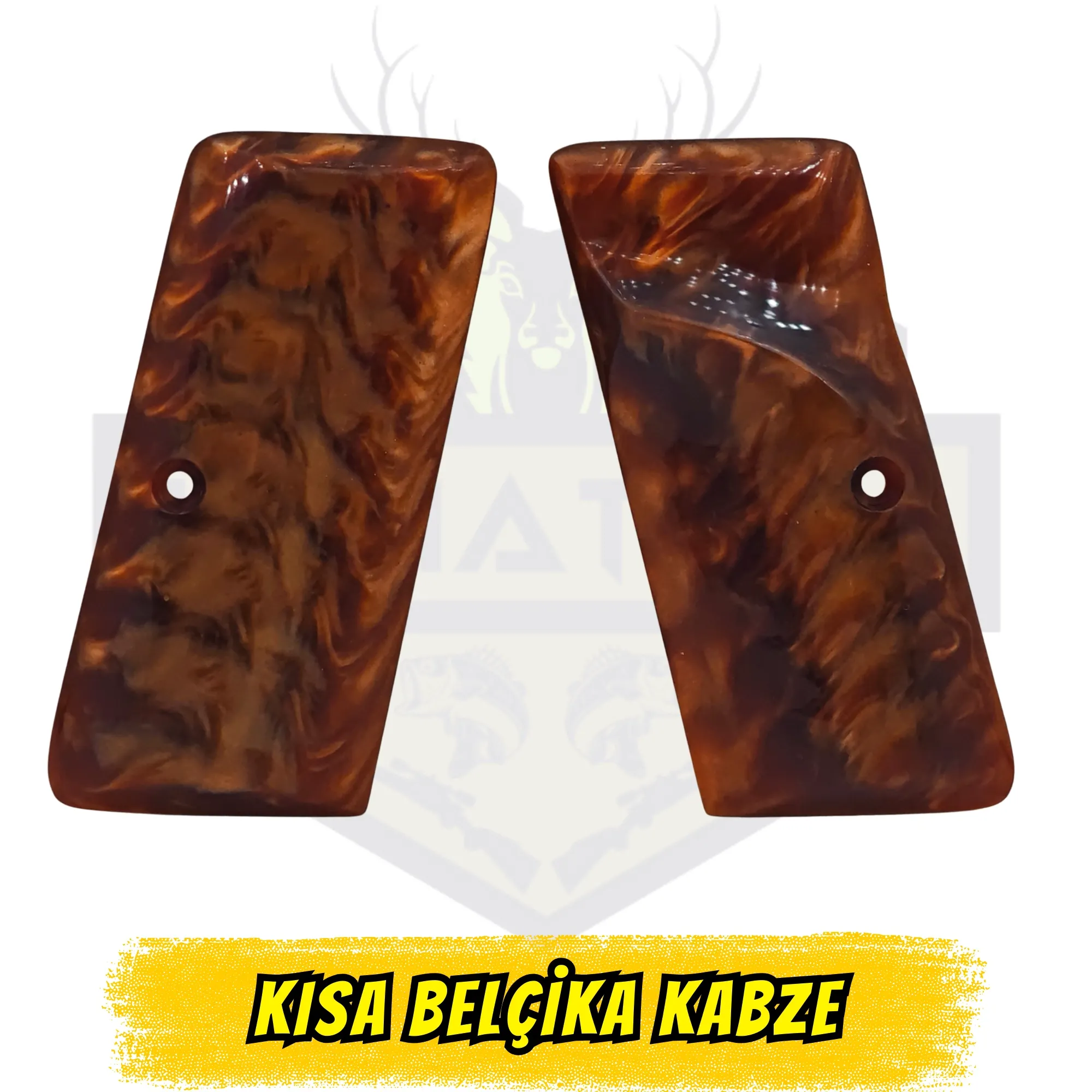 Kısa Belçika (Browning 1910/1922) Uyumlu Kahverengi Sedef Kabze - Premium Seri