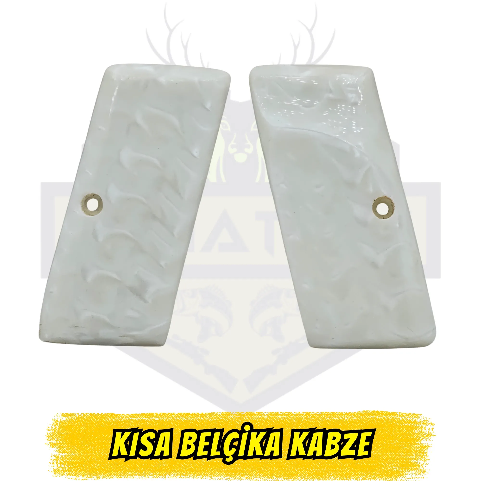 Kısa Belçika (Browning 1910/1922) Uyumlu Beyaz Sedef Kabze - Klasik Seri