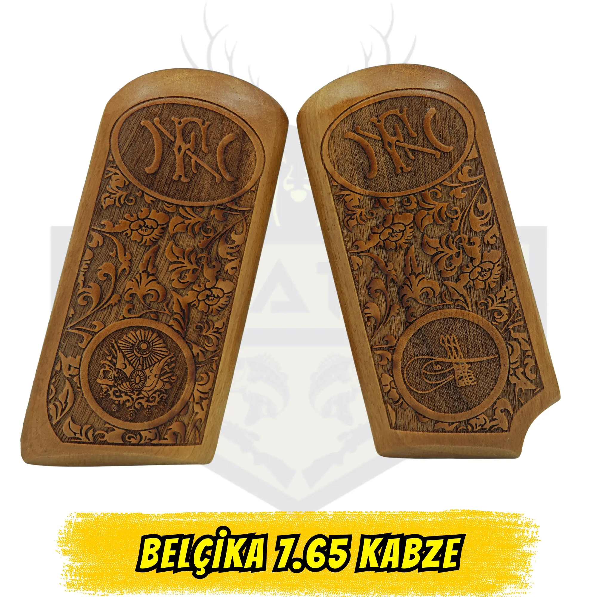 Belçika Yapı Uyumlu Osmanlı ve Tuğra İşlemeli Hakiki Ceviz Kabze