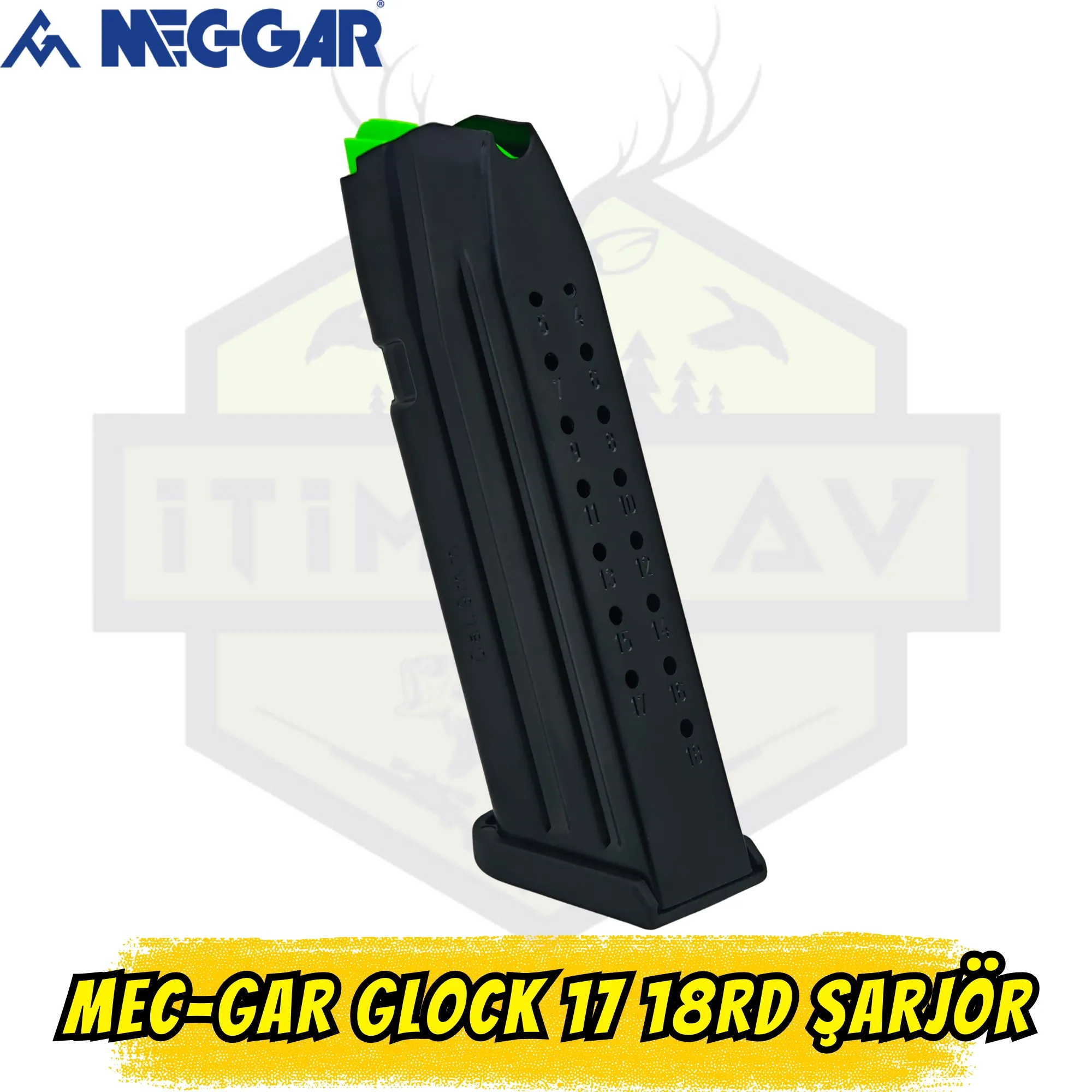MEC-GAR Glock 17 9mm 18RD AFC Tabanca Şarjörü - Isıl İşlemli Karbon Çelik