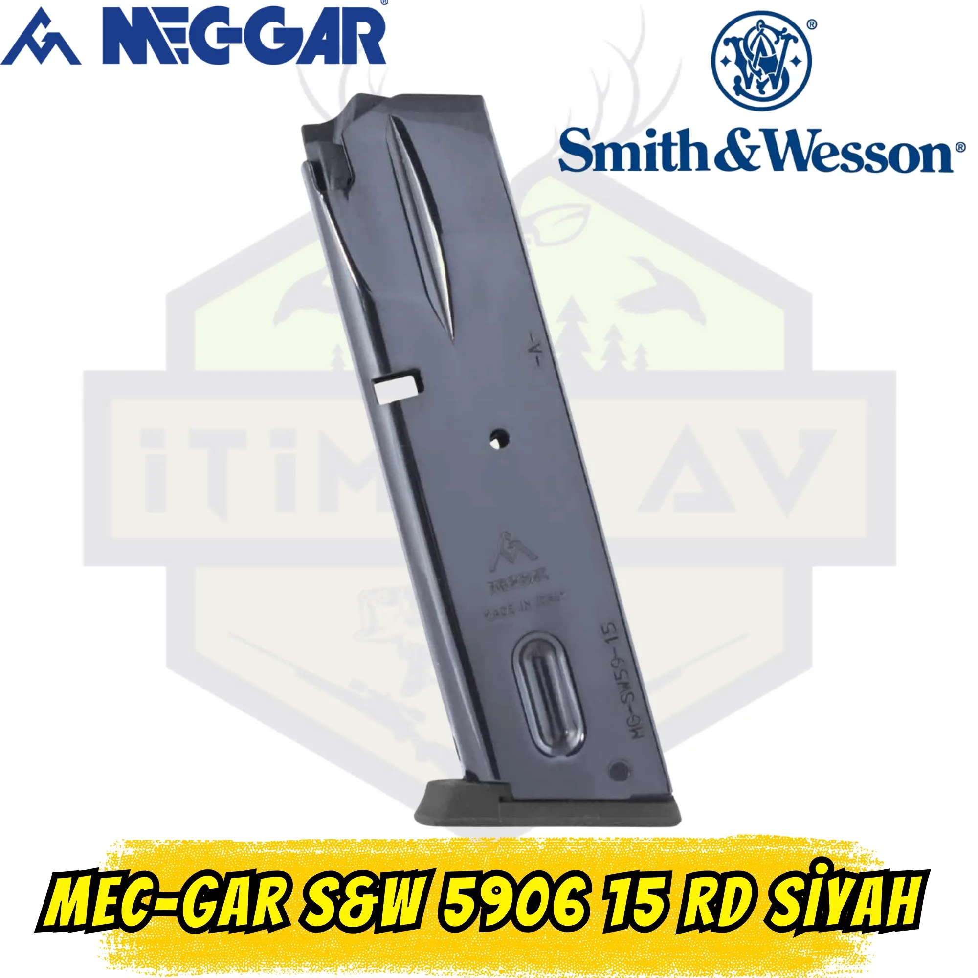 MEC-GAR Smith & Wesson 5906 / 5900 Serisi 9mm 15RD Siyah Şarjör - Karbon Çelik
