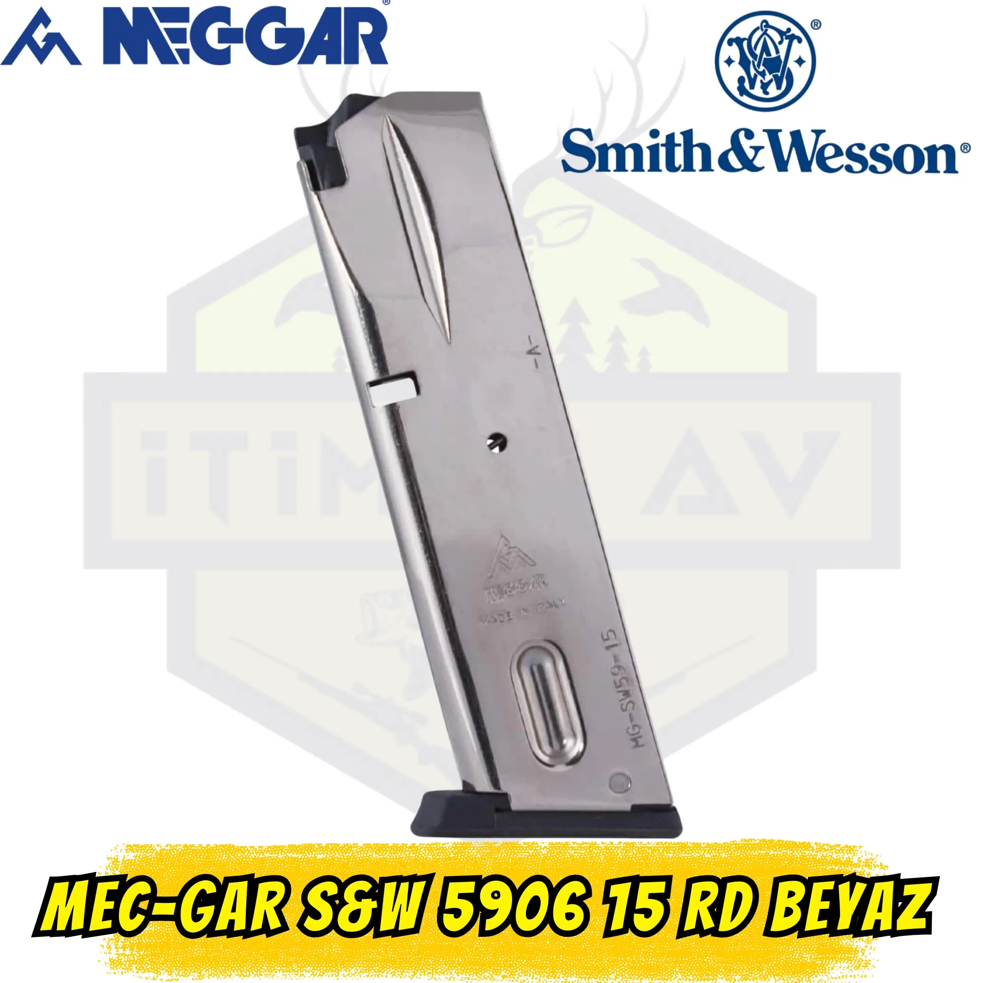 MEC-GAR Smith & Wesson 5906 / 5900 Serisi 9mm 15RD Nikel (Beyaz) Şarjör