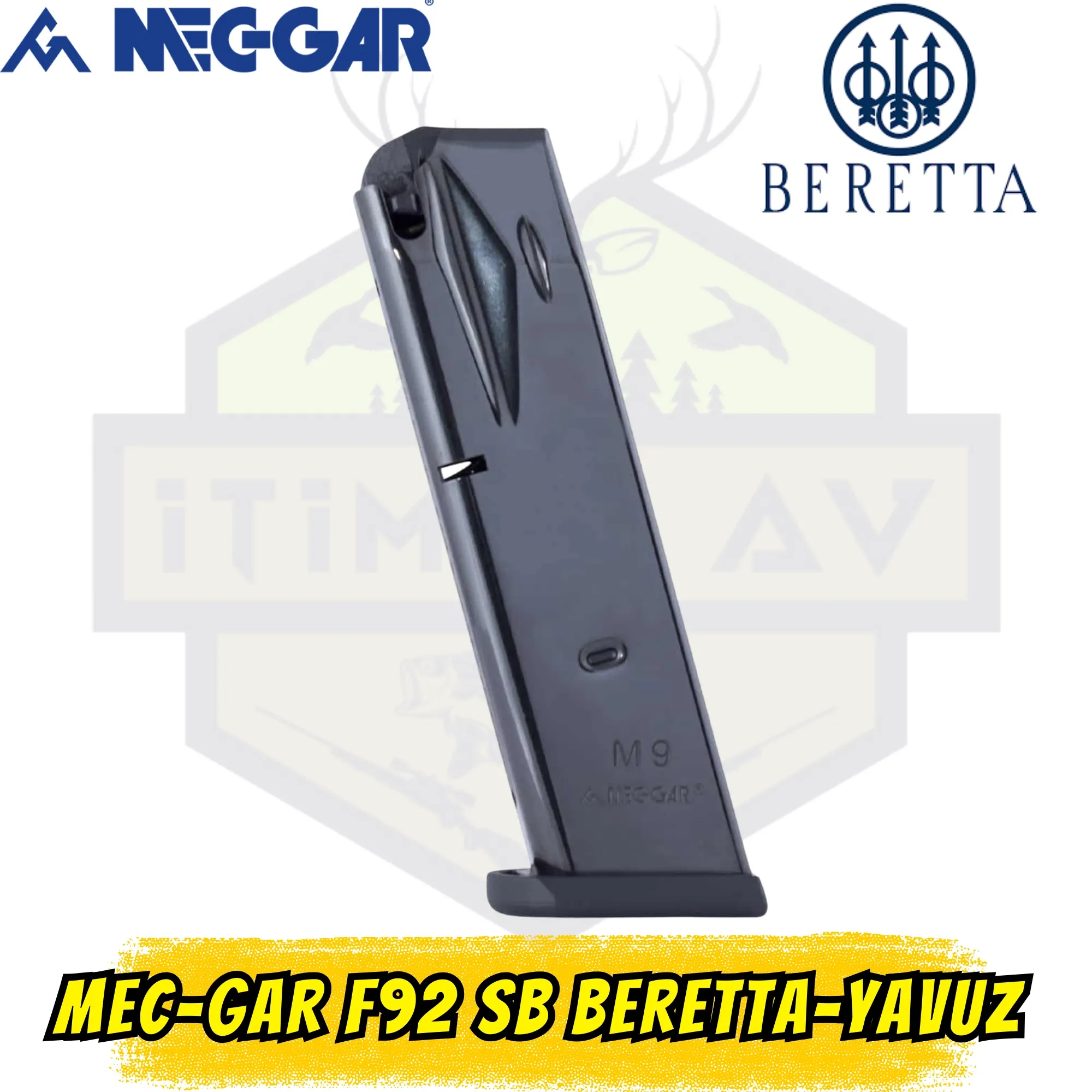 MEC-GAR Beretta 92 / Yavuz 16 9mm 15RD Siyah Şarjör - Isıl İşlemli Karbon Çelik