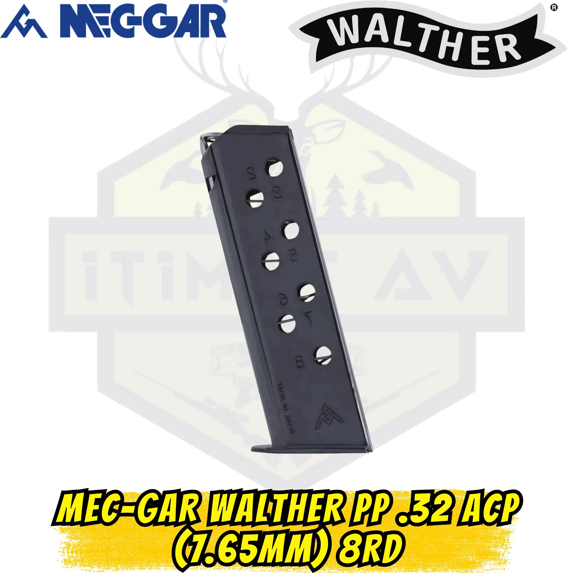 MEC-GAR Walther PP .32 ACP (7.65mm) 8RD Siyah Şarjör - Isıl İşlemli Karbon Çelik