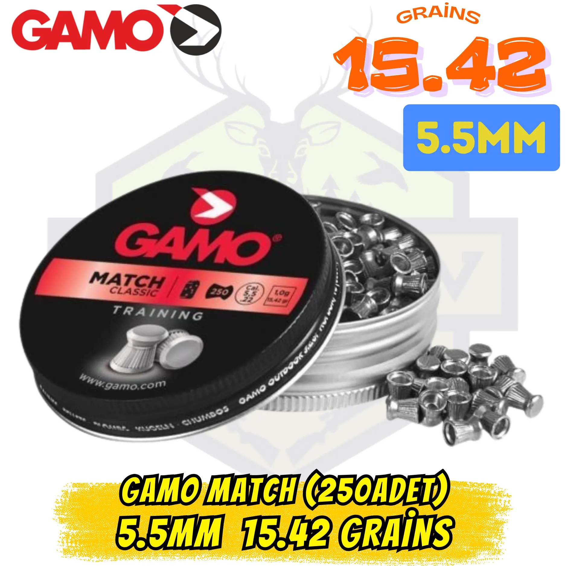 Gamo Match 5.5mm Havalı Tüfek Saçması (250 Adet) - 15.42 Grain