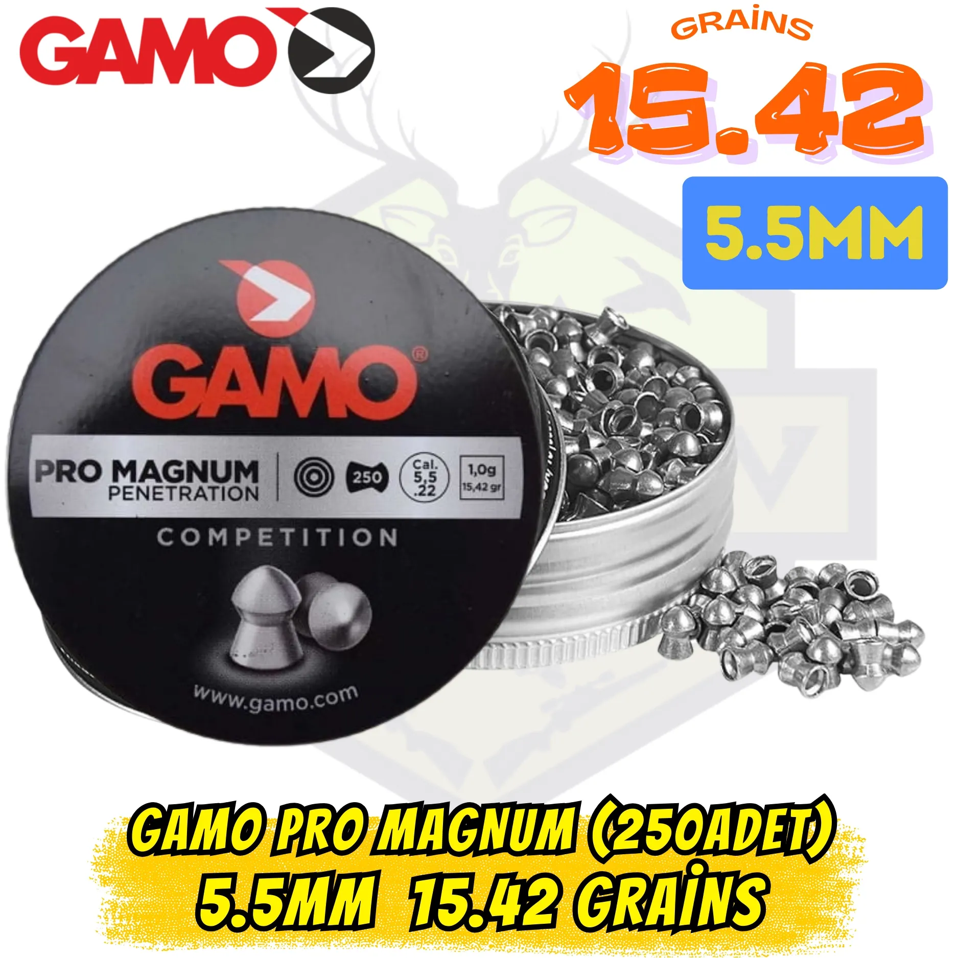 Gamo Pro Magnum 5.5mm Havalı Tüfek Saçması (250 Adet) - 15.42 Grain