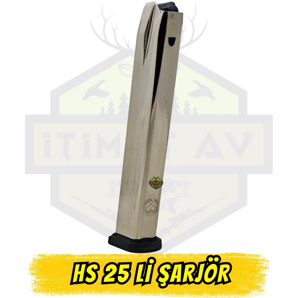 HS-9 / HS 2000 Uyumlu 25li Uzun Şarjör - Beyaz (Krom Kaplama)