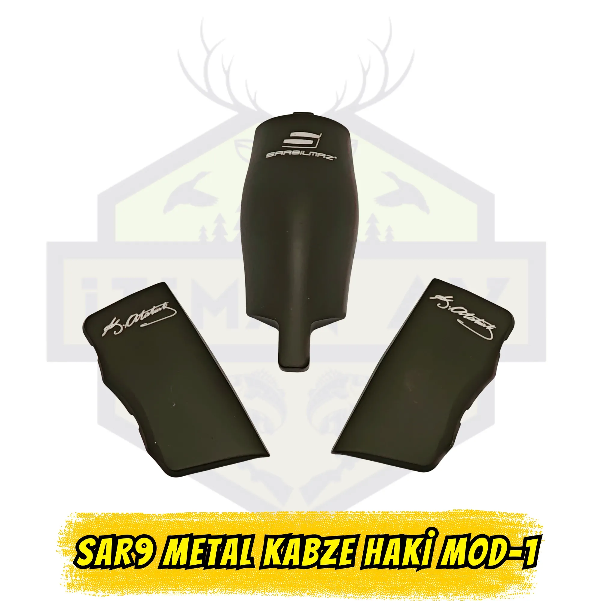 Sarsılmaz SAR9 & SAR9 Compact Uyumlu Metal Kabze - Haki (Atatürk İmzalı & Sarsılmaz Logolu) - Model 1