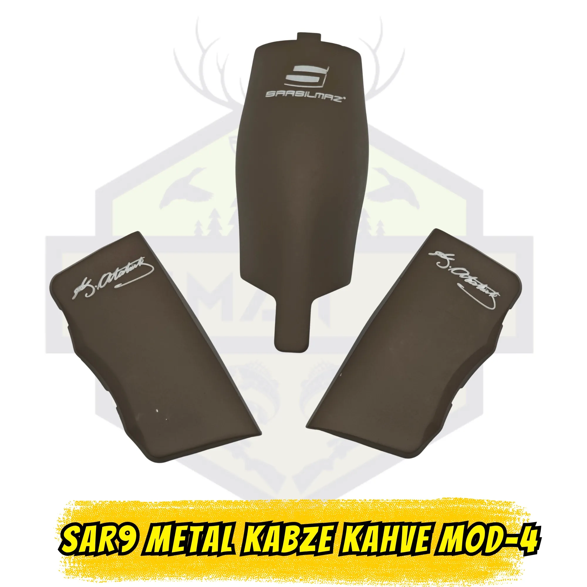Sarsılmaz SAR9 & SAR9 Compact Uyumlu Metal Kabze - Kahverengi (Atatürk İmzalı & Sarsılmaz Logolu) - Model 4