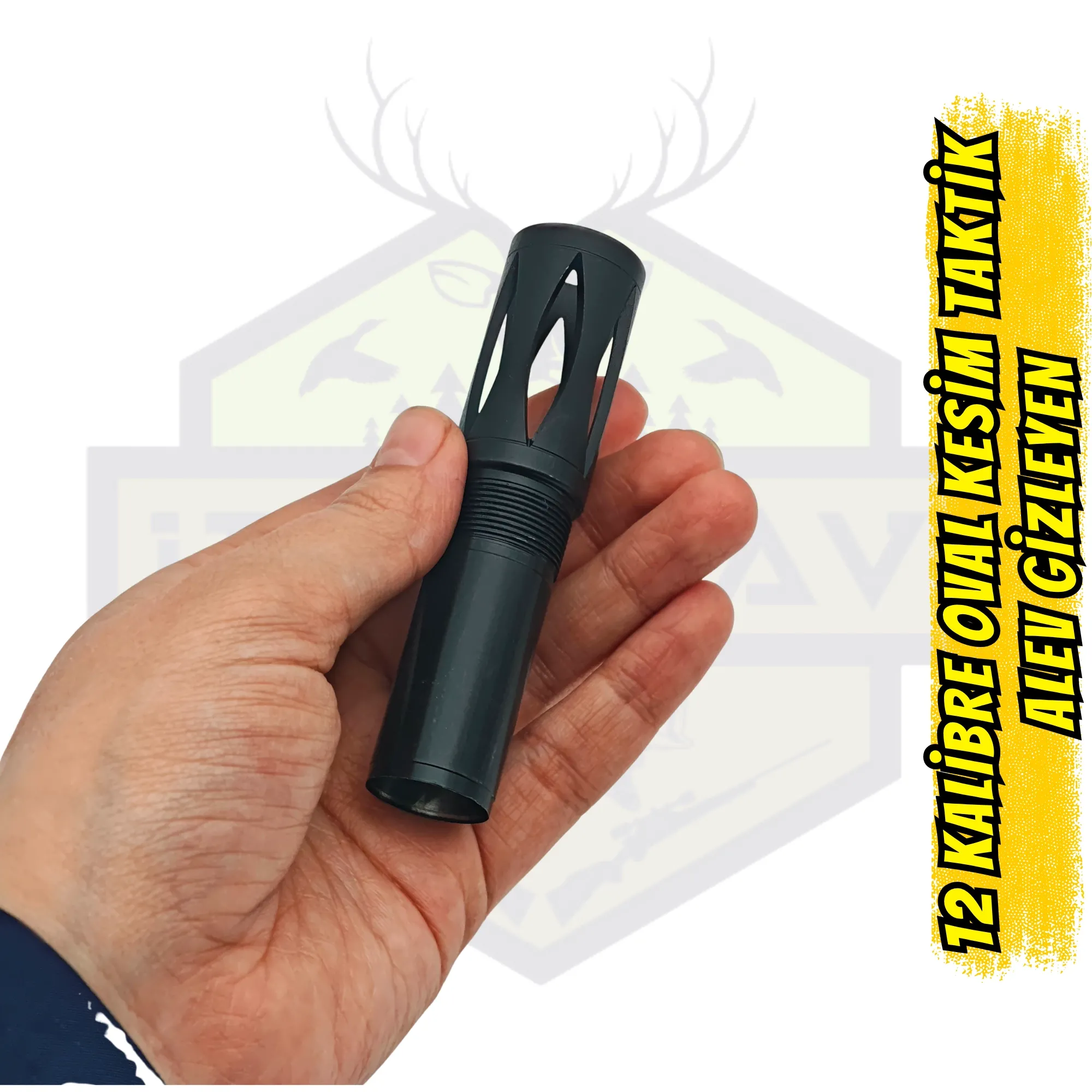 12 Kalibre Oval Kesim Taktik Alev Gizleyen - 10.5 cm İçten Şok Adaptörlü