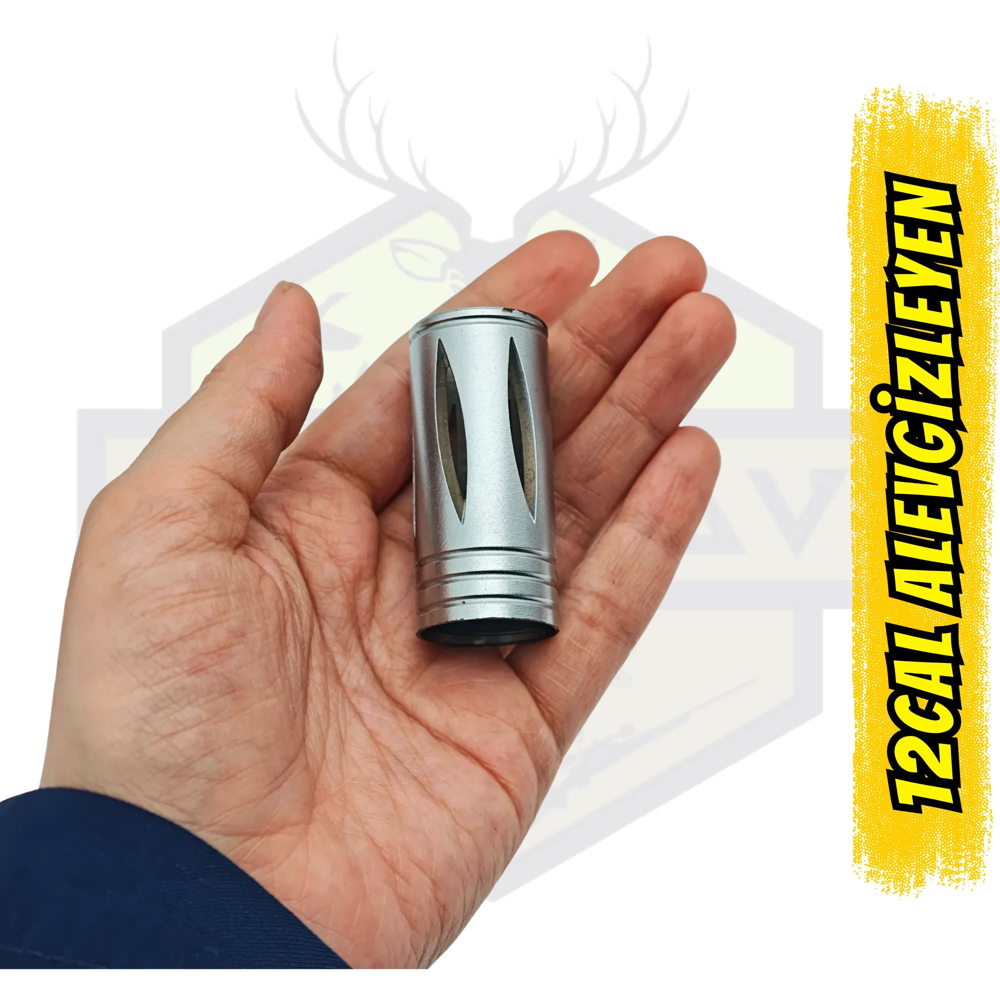 12 Kalibre Dikey Kesikli Taktik Alev Gizleyen - Beyaz Kaplamalı Slotlu Namlu Freni