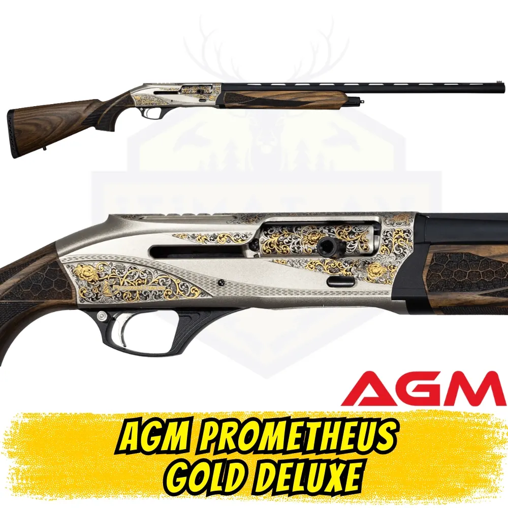 AGM Prometheus GOLD DELUXE Yarı Otomatik Av Tüfeği (Altın Gravürlü - Türk Cevizi)