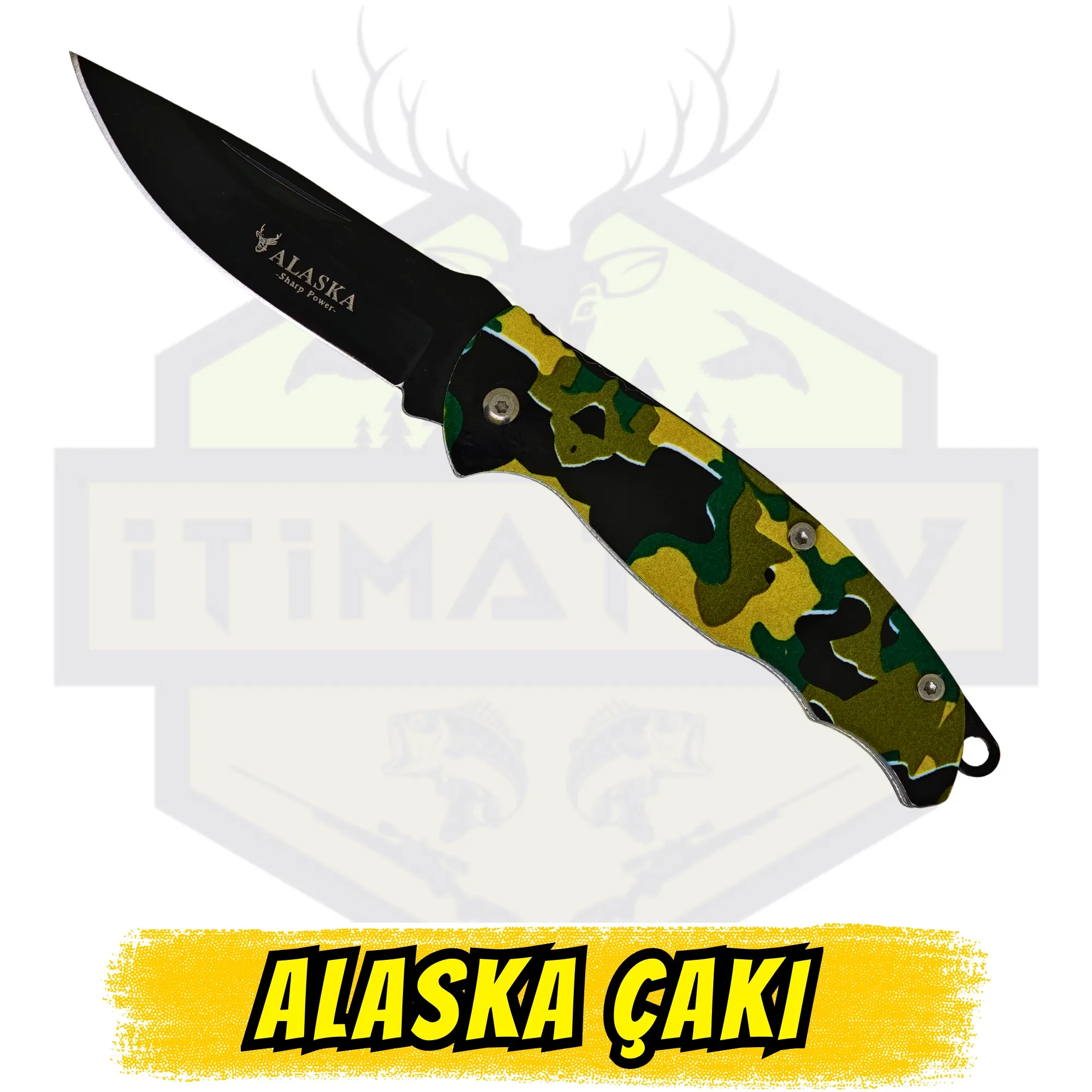 Alaska Yeşil Kamuflaj Ufak Ekonomik Çakı - Açık Uzunluk 15 cm Kapalı 9 cm