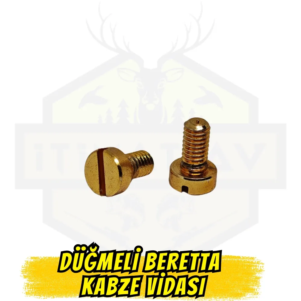 Beretta Mod 70 Kabze Vidası Düğmeli Altın Kaplama - 2 Adet (Orijinal Uyumlu)