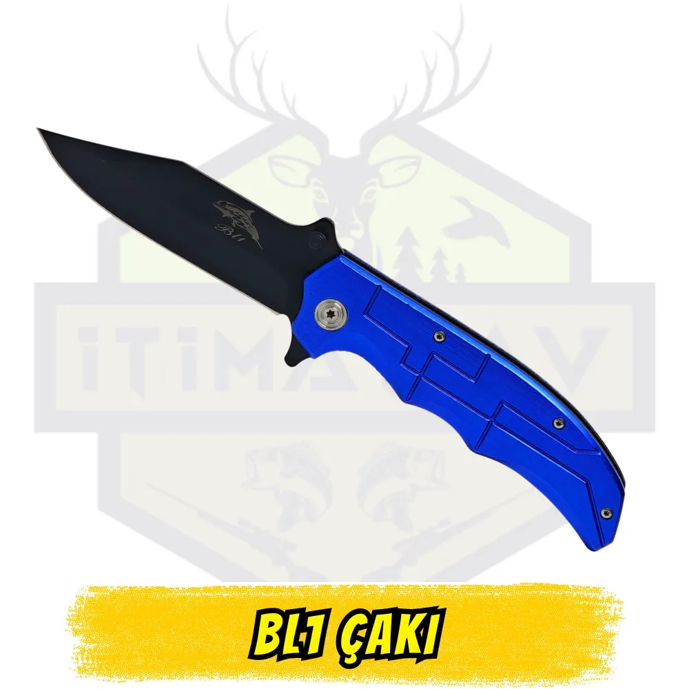 Bl1 Mavi Çakı Metal Sap Kemerlikli - Açık 21 cm Kapalı 12 cm