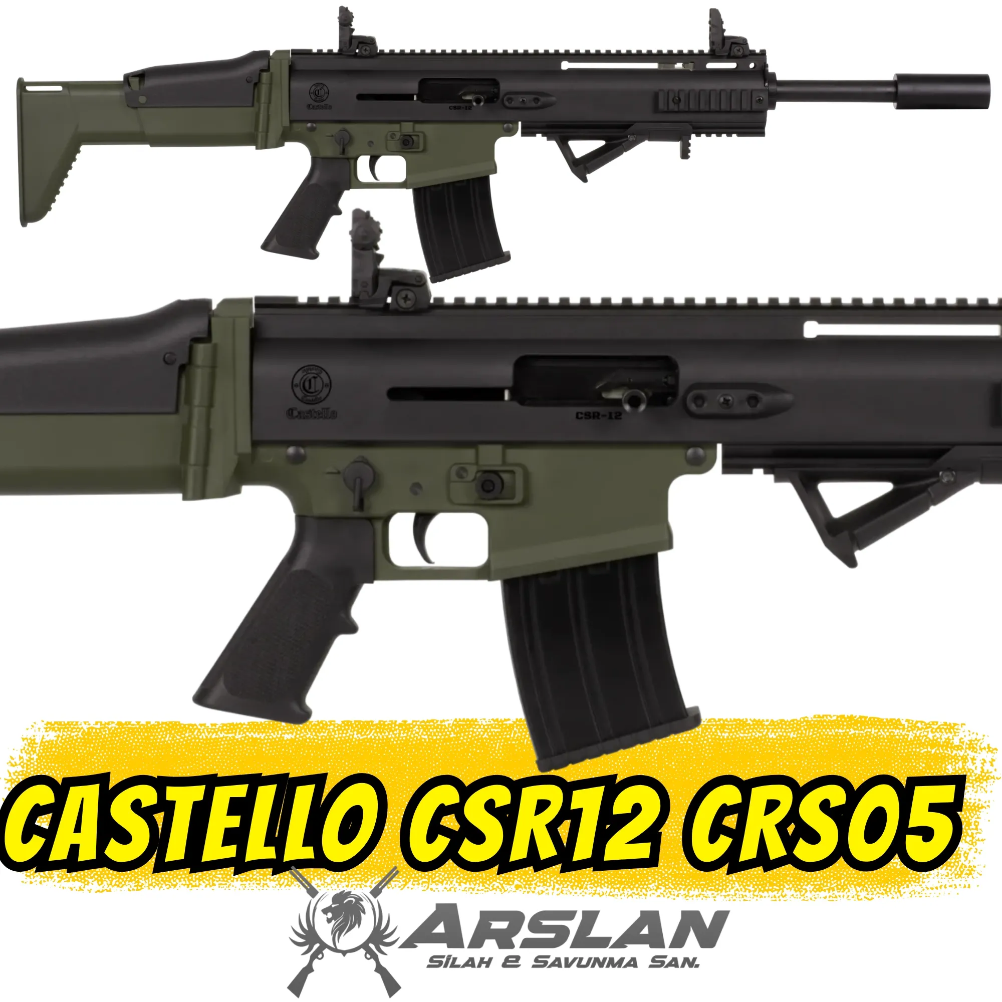 Castello CSR12 Şarjörlü Av Tüfeği SCAR tipi SCAR KLONU SİYAH-HAKİ CRS05