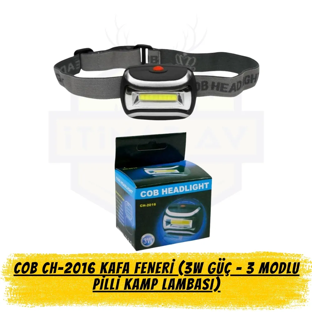 COB CH-2016 Kafa Feneri (3W Güç - 3 Modlu Pilli Kamp Lambası)