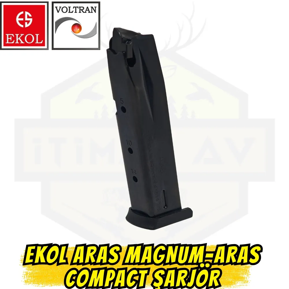 Ekol Aras Magnum / Aras Compact Kuru Sıkı Tabanca Şarjör - Siyah (15+1 Kapasite)