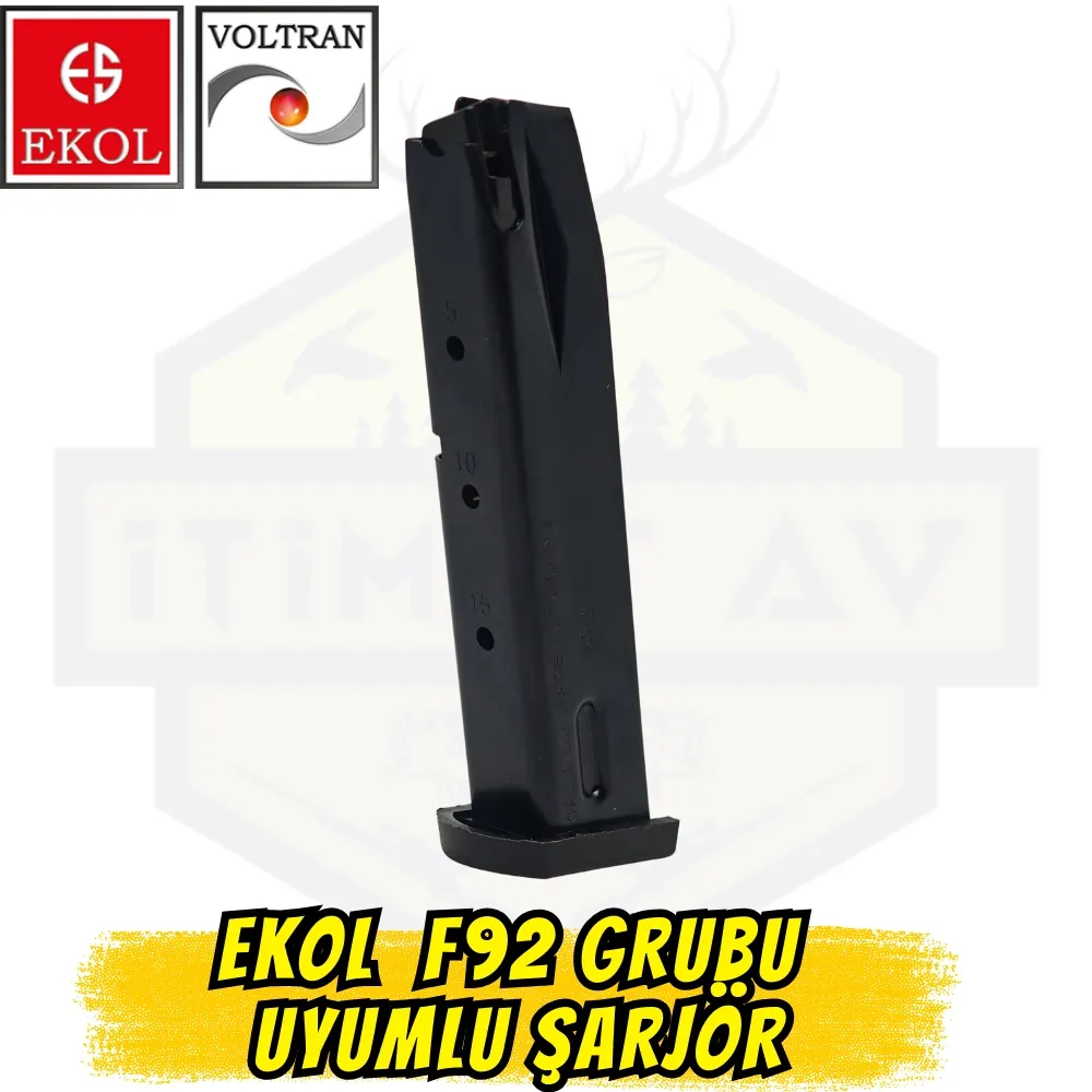 Ekol Fırat Magnum / Fırat Compact / Dicle Kuru Sıkı Tabanca Şarjör - Siyah (17+1 Kapasite)