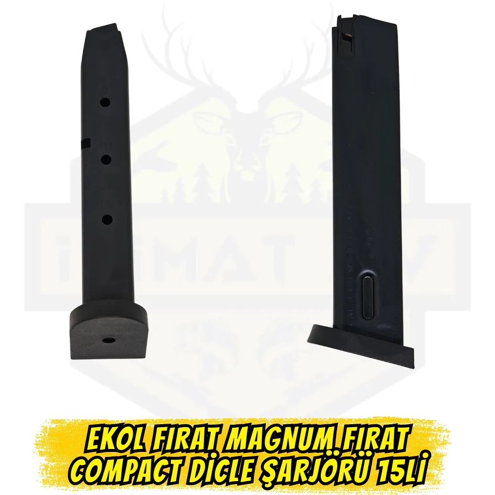 Ekol Fırat Magnum / Compact ve Dicle Uyumlu 15li Şarjör - Siyah