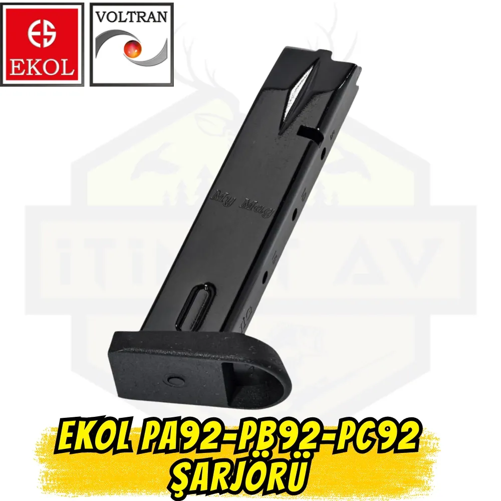 Ekol Fırat P92 / PA92 / PB92 / PC92 Kuru Sıkı Tabanca Şarjör - Siyah (17+1 Kapasite)