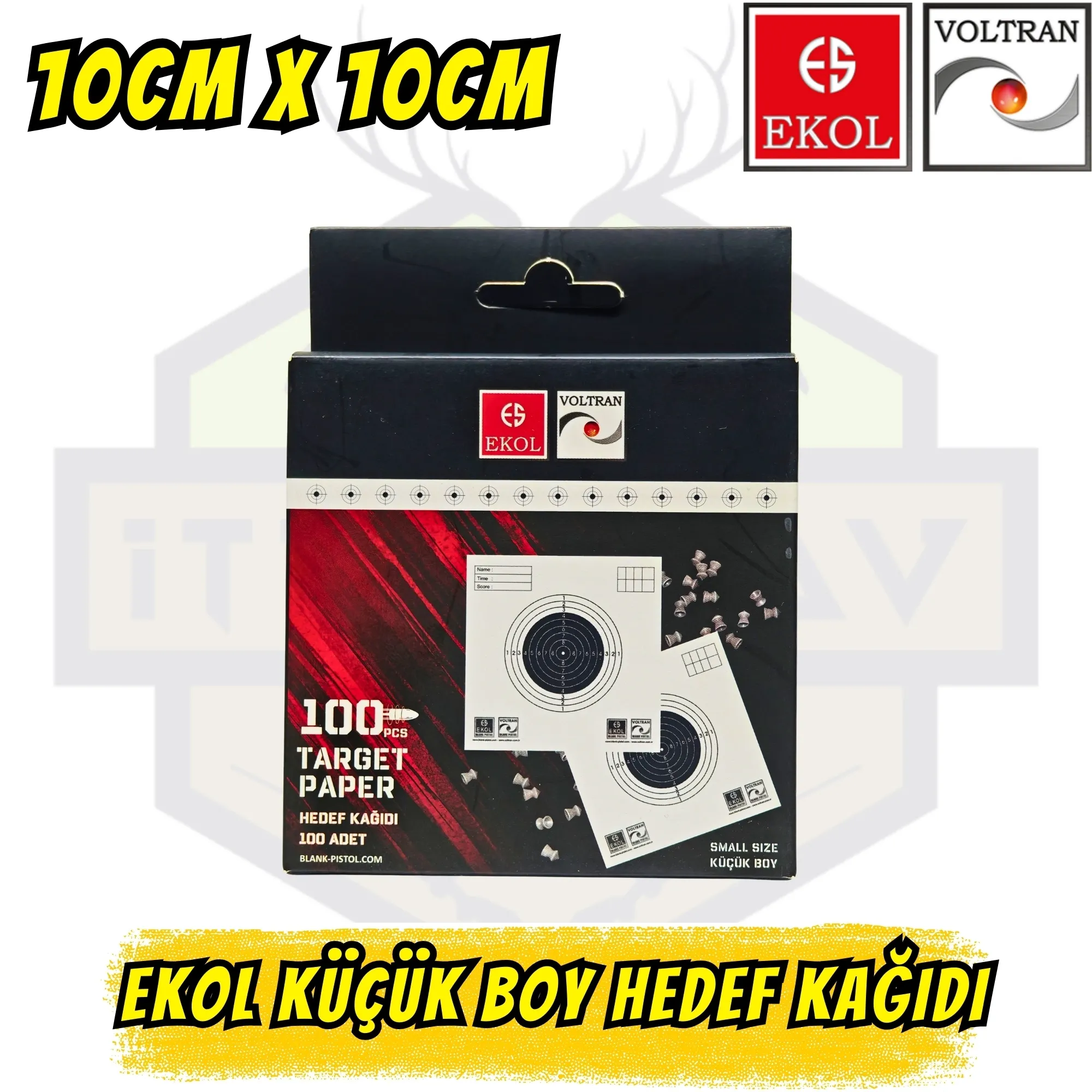 Ekol Hedef Kağıdı 10x10 cm 100 Adet - Havalı ve Gerçek Tabanca İçin