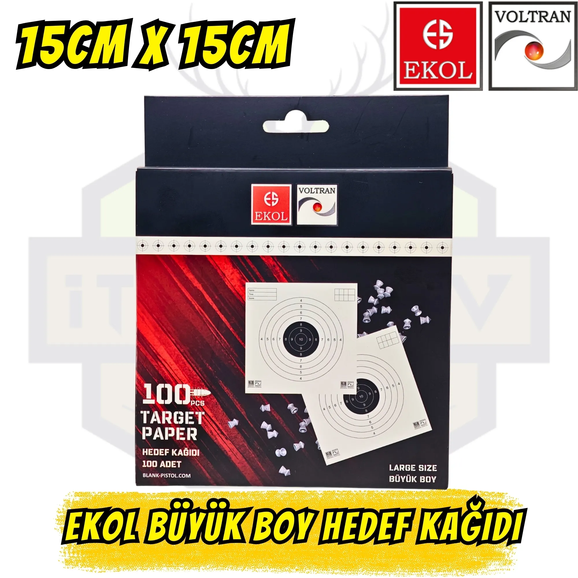 Ekol Hedef Kağıdı 15x15 cm 100 Adet - Havalı ve Gerçek Tabanca İçin
