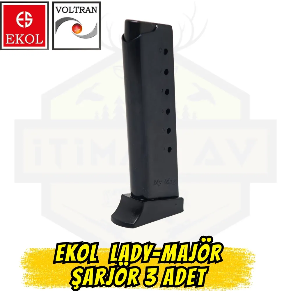 Ekol Major / Lady Kuru Sıkı Tabanca Şarjör - Siyah (7+1 Kapasite)