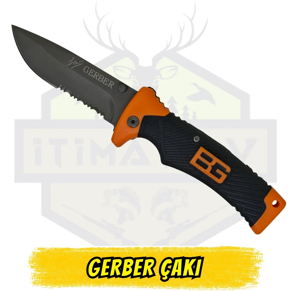 Gerber Katlanır Çakı Turuncu Polimer Sap - Sert Kumaş Kılıflı Açık Uzunluk 22 cm Kapalı 12 cm