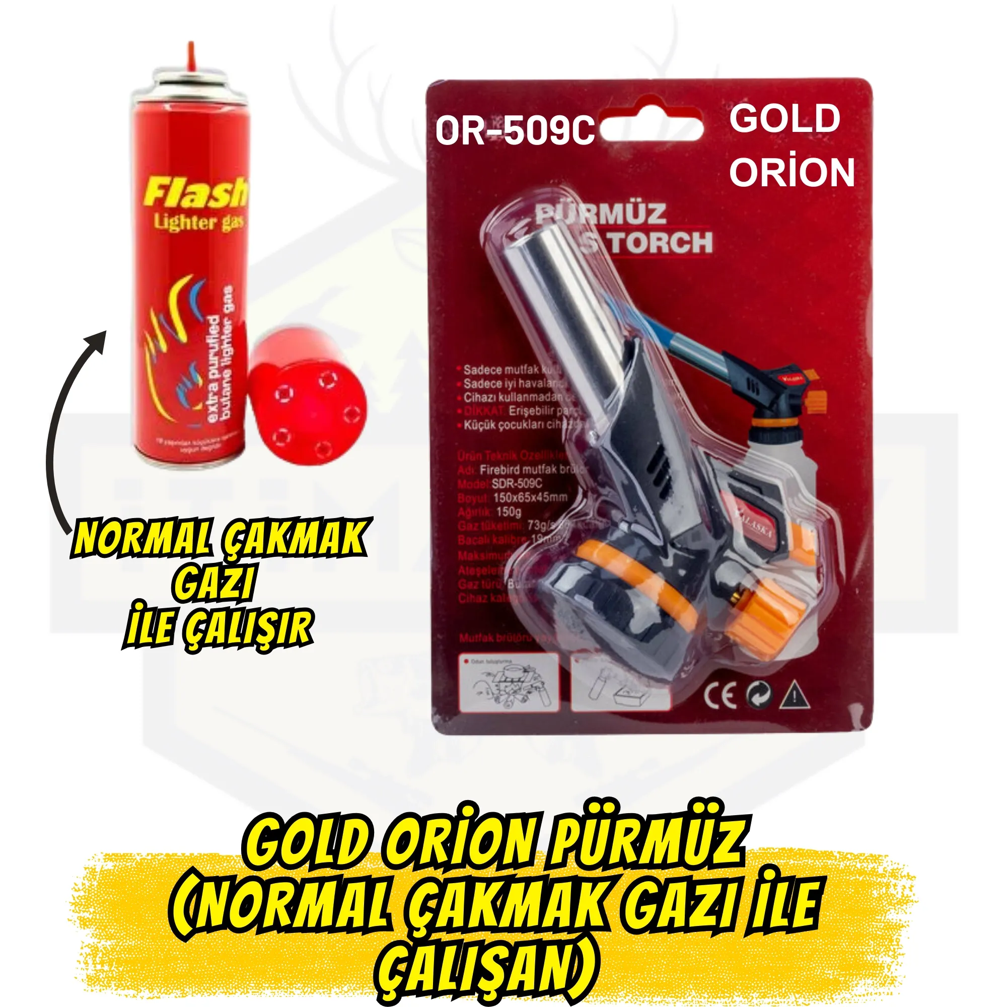 GOLD ORİON OR-509C Pürmüz (Ayarlanabilir Bütan Gazlı Çakmak Torch)