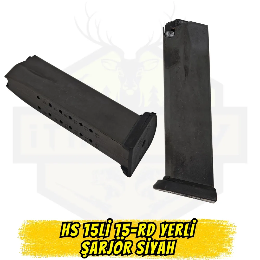 HS9 / HS2000 Uyumlu 15li Tabanca Şarjörü (Yerli Üretim - 15-RD Siyah)
