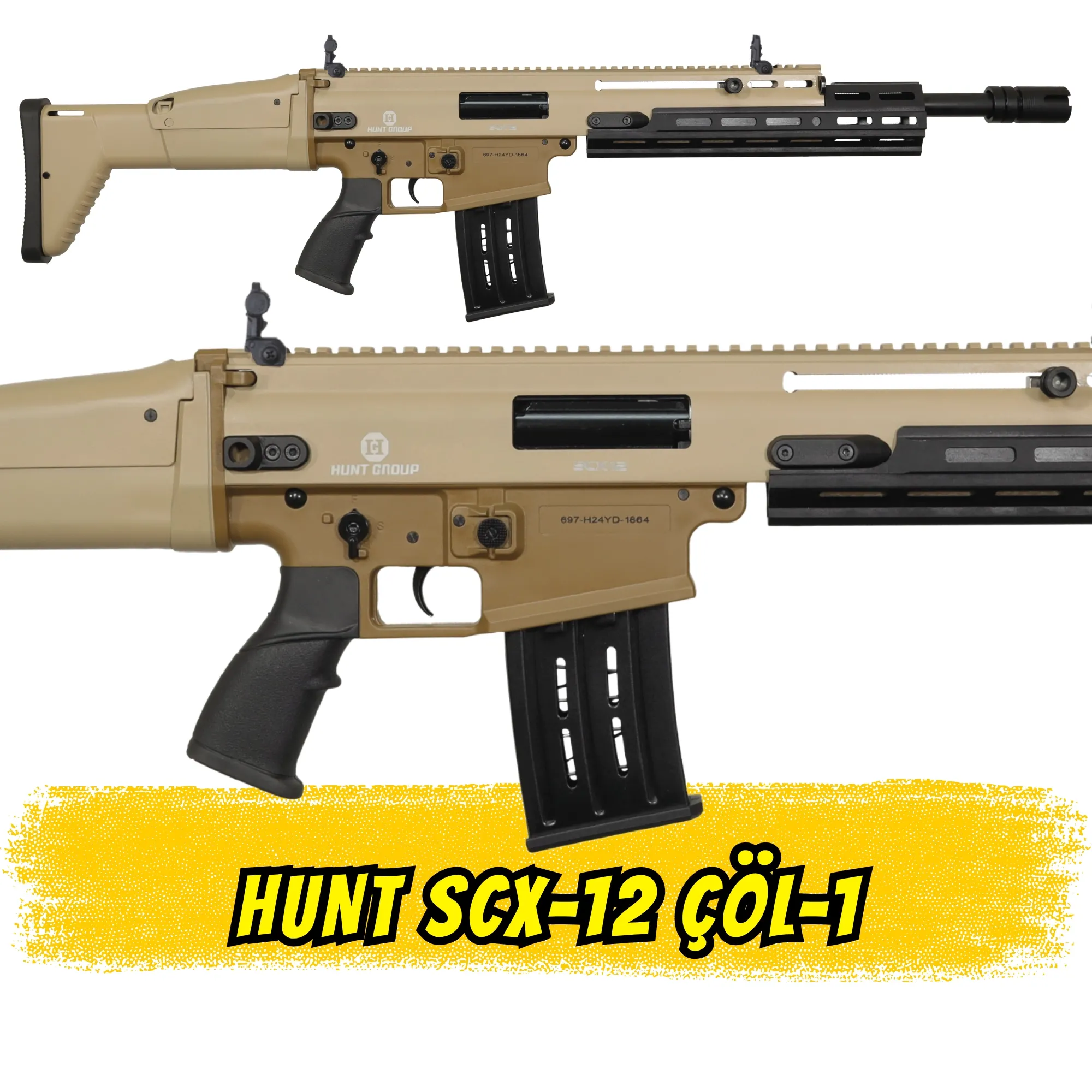 Hunt scx12 Şarjörlü Av Tüfeği scar tipi scar klonu ÇÖL SİYAH
