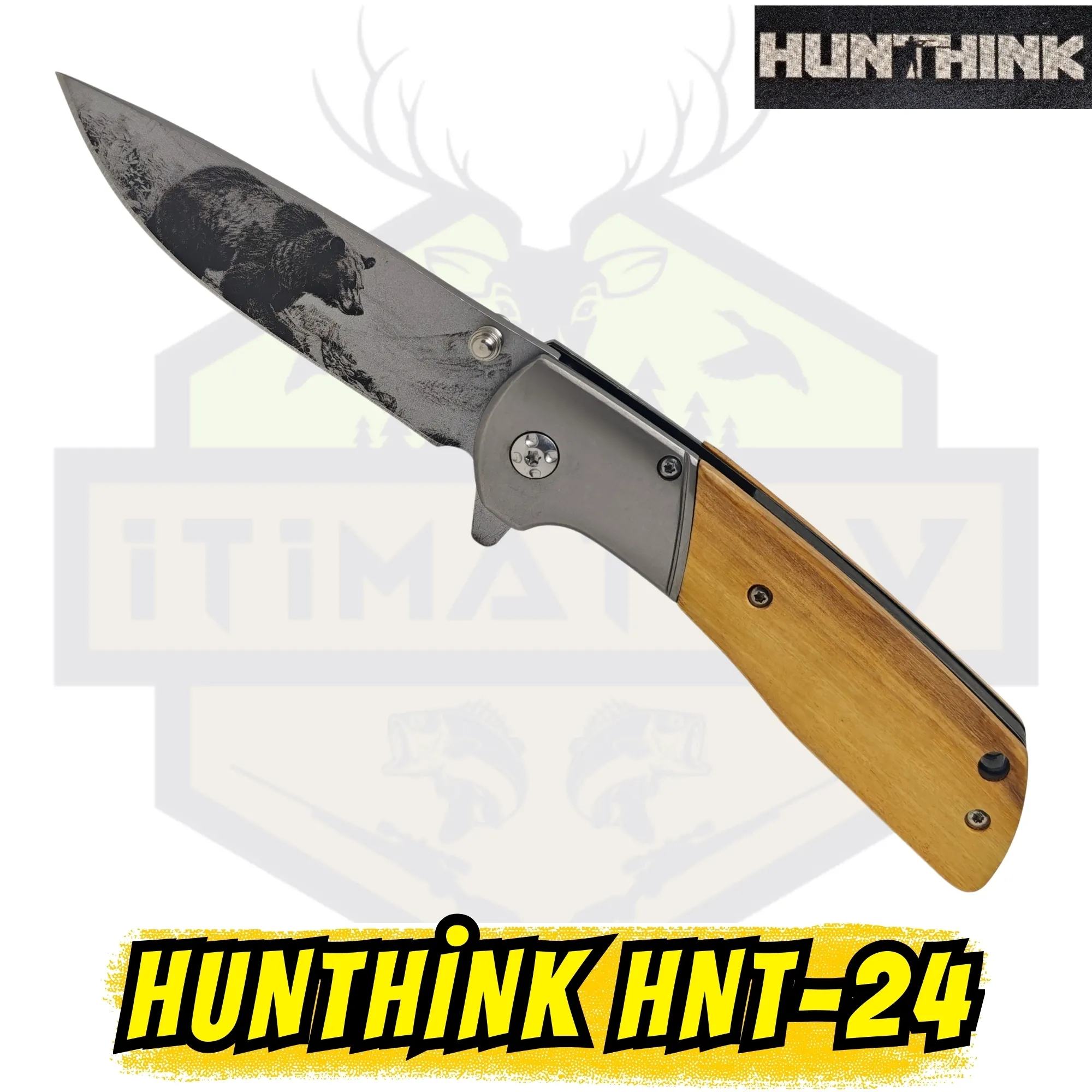 Hunthink HNT24 Ucuz Ekonomik Çakı - Açık 20 cm Kapalı 11.5 cm Ahşap Sap